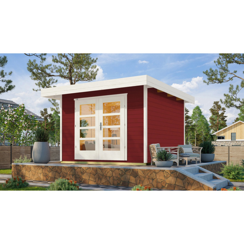 Weka Designový zahradní domek Komfort 126 Plus vel. 2, šv. červená, 295 x 241 cm