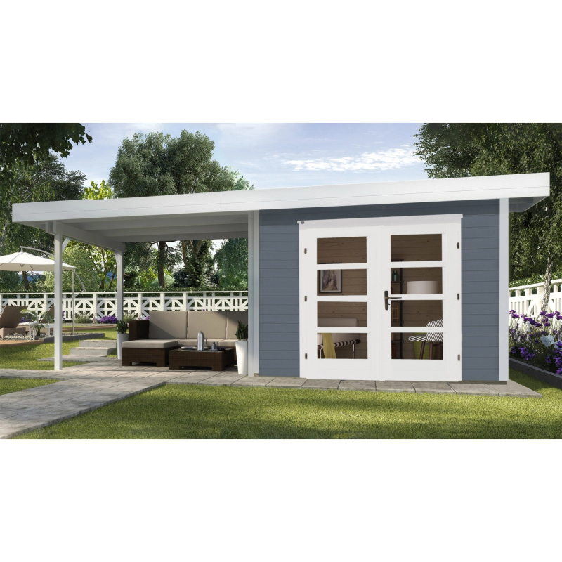 Weka Designový zahradní domek Komfort 126 Plus B vel. 1, šedá, 590 x 241 cm