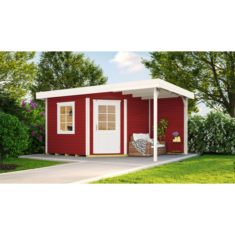 Weka Designový zahradní domek 213 Plus A vel. 1, švédská červená, 385 x 238 cm