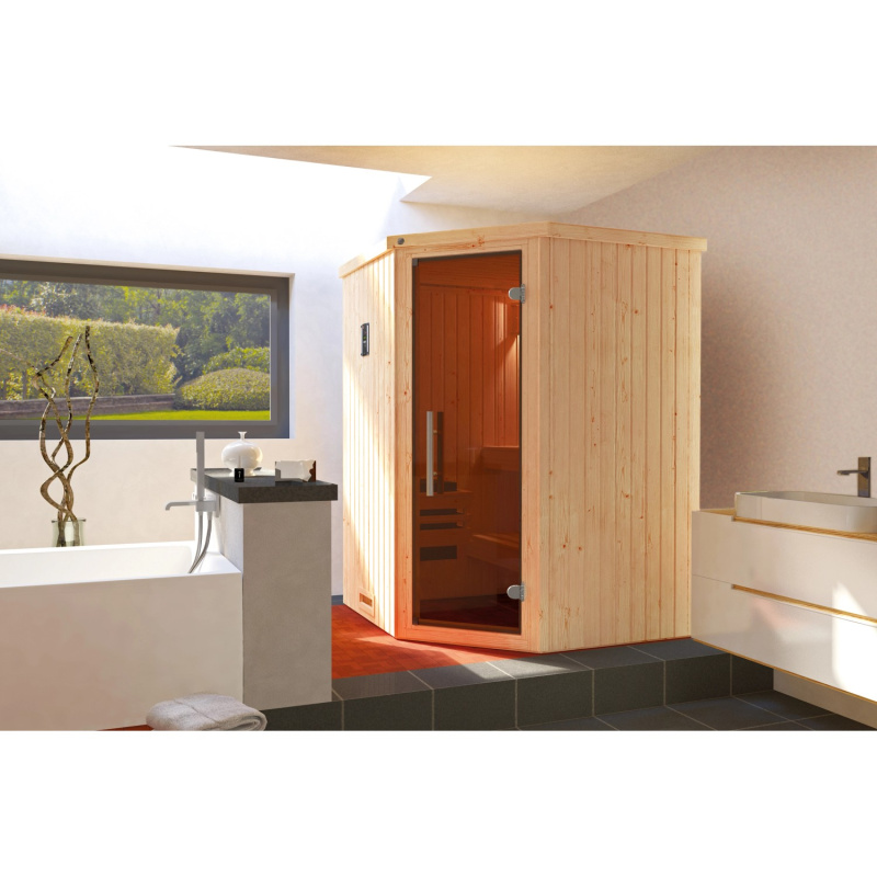 Weka Základní rohová sauna Kiruna 1 GT vel. 1 vč. saunových kamen 36 kW BioS