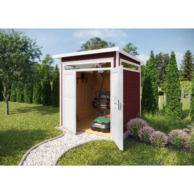 Weka Dřevěný zahradní domek se 4 světlíky 265 vel. 1, červená, 205 x 115 cm