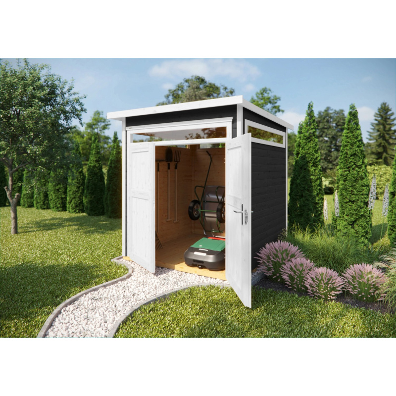 Weka Dřevěný zahradní domek se 4 světlíky 265 vel. 3, antracitová, 235 x 239 cm