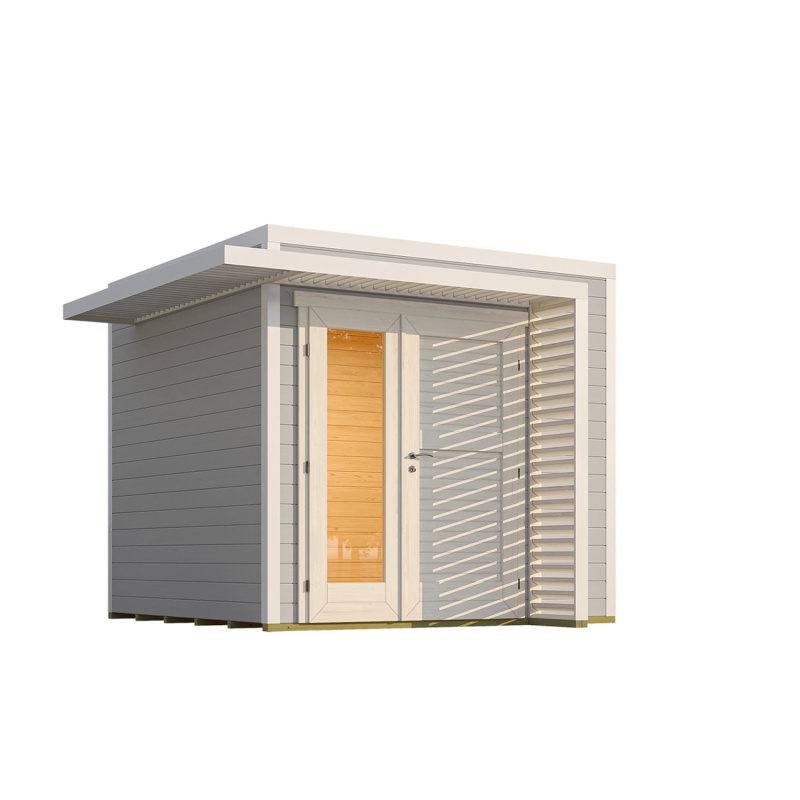 Weka Dřevěný zahradní domek Amberley 28mm V1, šedá-bílá, 250 x 250 cm