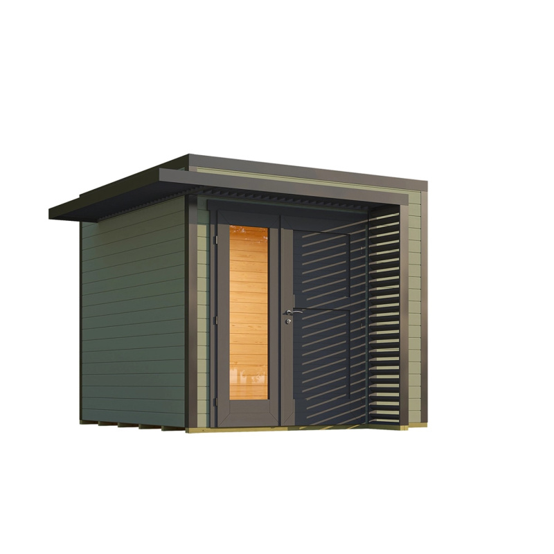 Weka Dřevěný zahradní domek Amberley 28mm V1, šedozelená-antracit, 250 x 250 cm