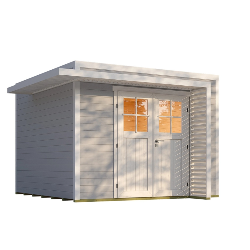 Weka Dřevěný zahradní domek Amberley 28mm V3, šedá-bílá, 300 x 300 cm