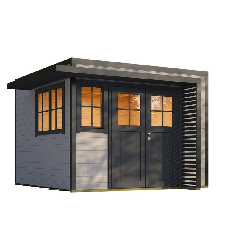 Weka Dřevěný zahradní domek Amberley 28mm V4, šedá-antracitová, 300 x 300 cm