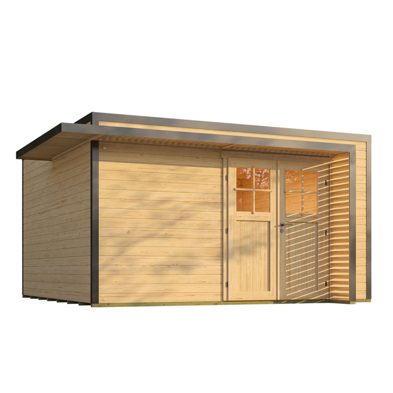 Weka Dřevěný zahradní domek Amberley 44mm V1, přírodní, 400 x 400 cm