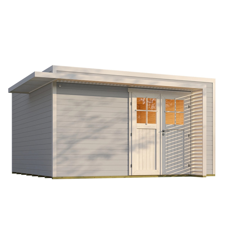 Weka Dřevěný zahradní domek Amberley 44mm V1, šedá-bílá, 400 x 400 cm