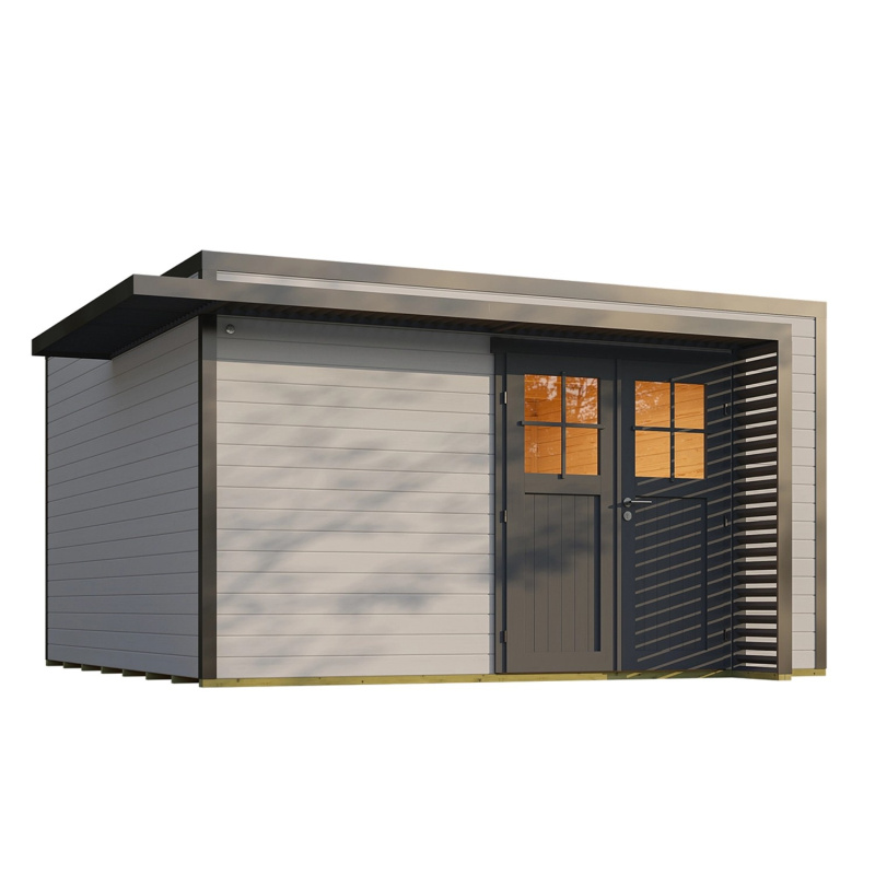 Weka Dřevěný zahradní domek Amberley 44mm V1, šedá-antracitová, 400 x 400 cm