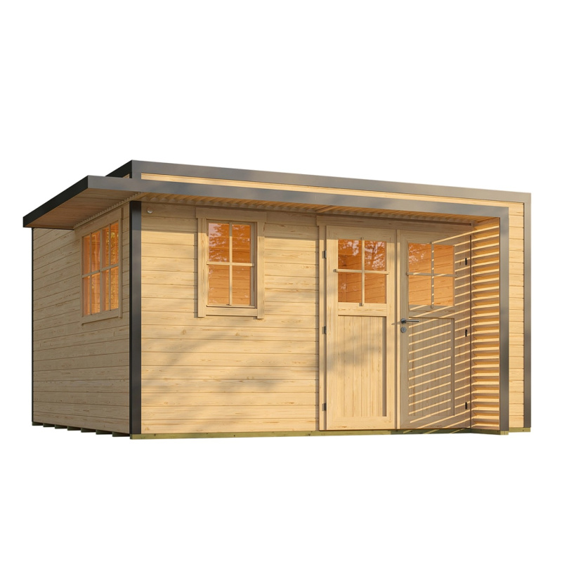 Weka Dřevěný zahradní domek Amberley 44mm V2, přírodní, 400 x 400 cm