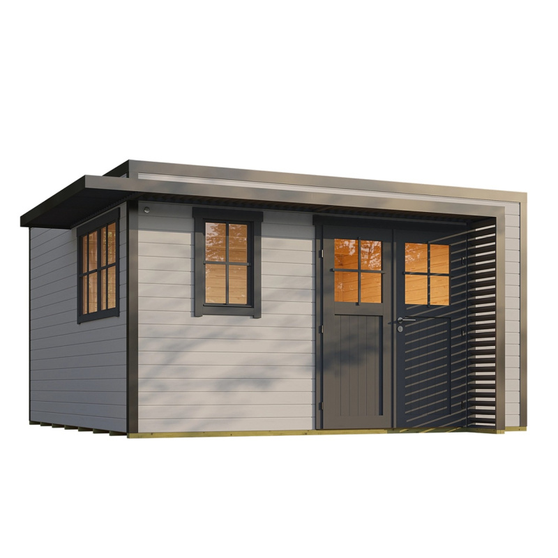 Weka Dřevěný zahradní domek Amberley 44mm V2, šedá-antracitová, 400 x 400 cm