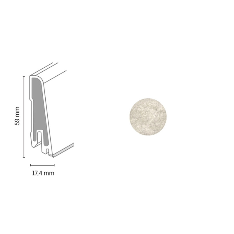 Döllken Profiles Soklová lišta USL 60 Clip 2684 malta 59x17,4x2500mm