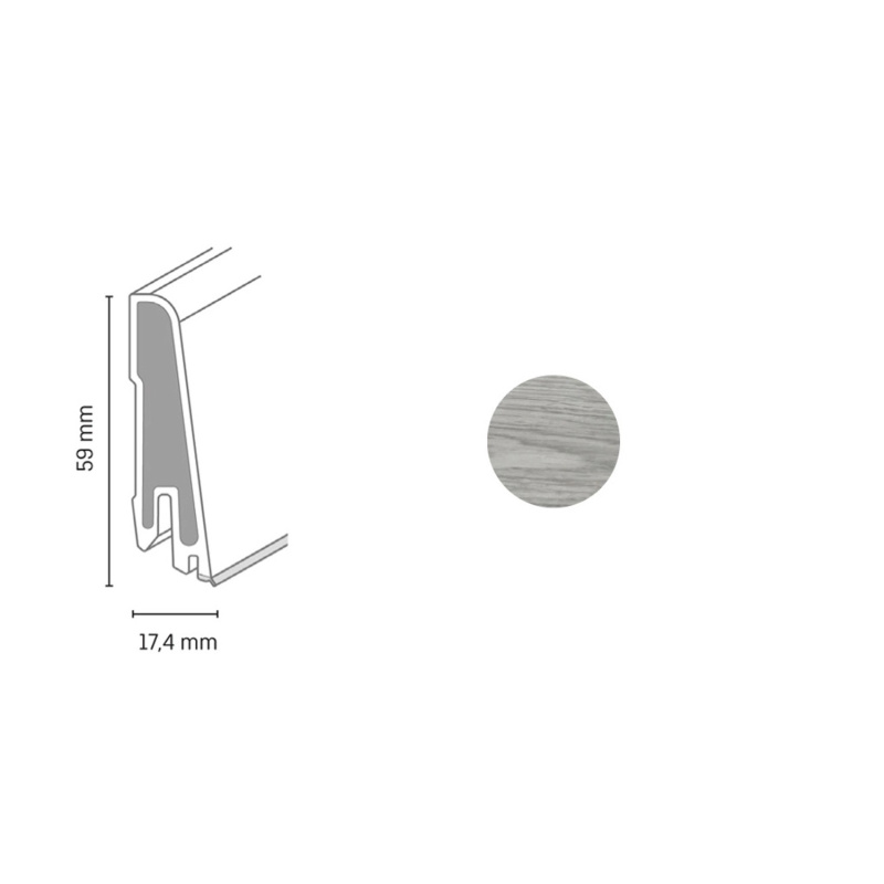 Döllken Profiles Soklová lišta USL 60 Clip 2675 dub kouřový pewte 59x17,4x2500mm