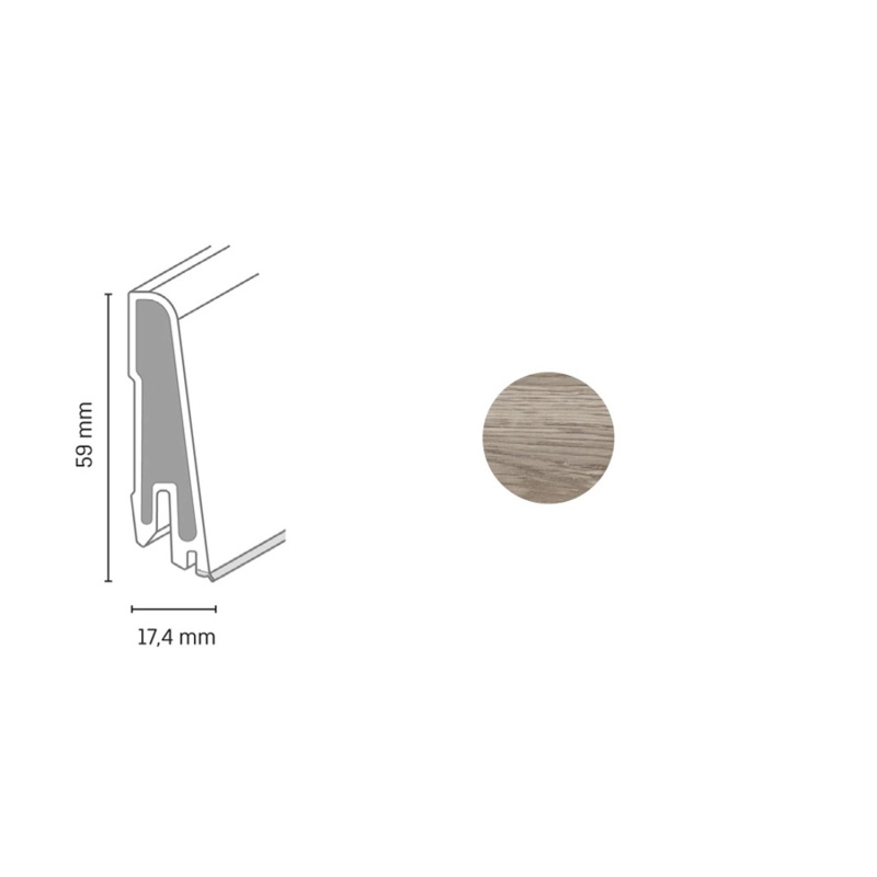 Döllken Profiles Soklová lišta USL 60 Clip 2709 dub kouřový zlatý 59x17,4x2500mm
