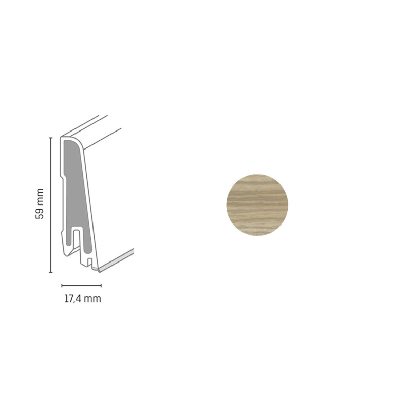 Döllken Profiles Soklová lišta USL 60 Clip 2647 dub verde 59x17,4x2500mm