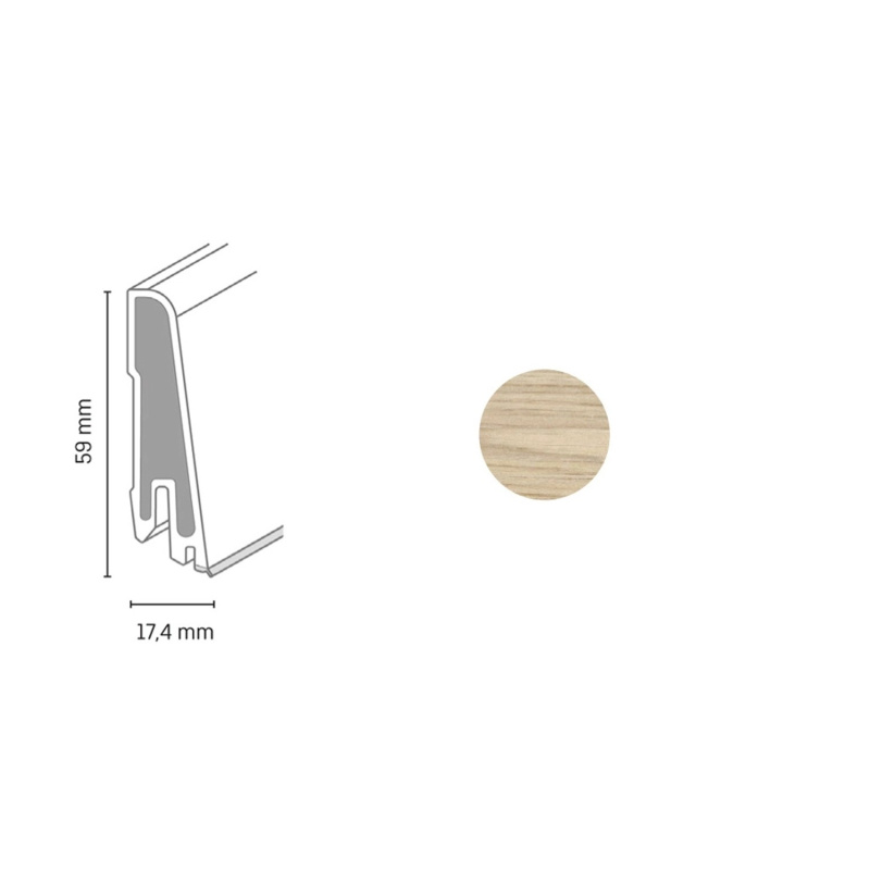 Döllken Profiles Soklová lišta USL 60 Clip 2677 dub vallees 59x17,4x2500mm