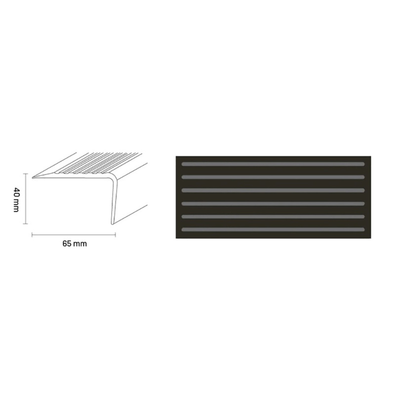 Döllken Profiles Schodišťová hrana TKNG A 65/A 65 0110 černá 65 x 40 x 1250 mm