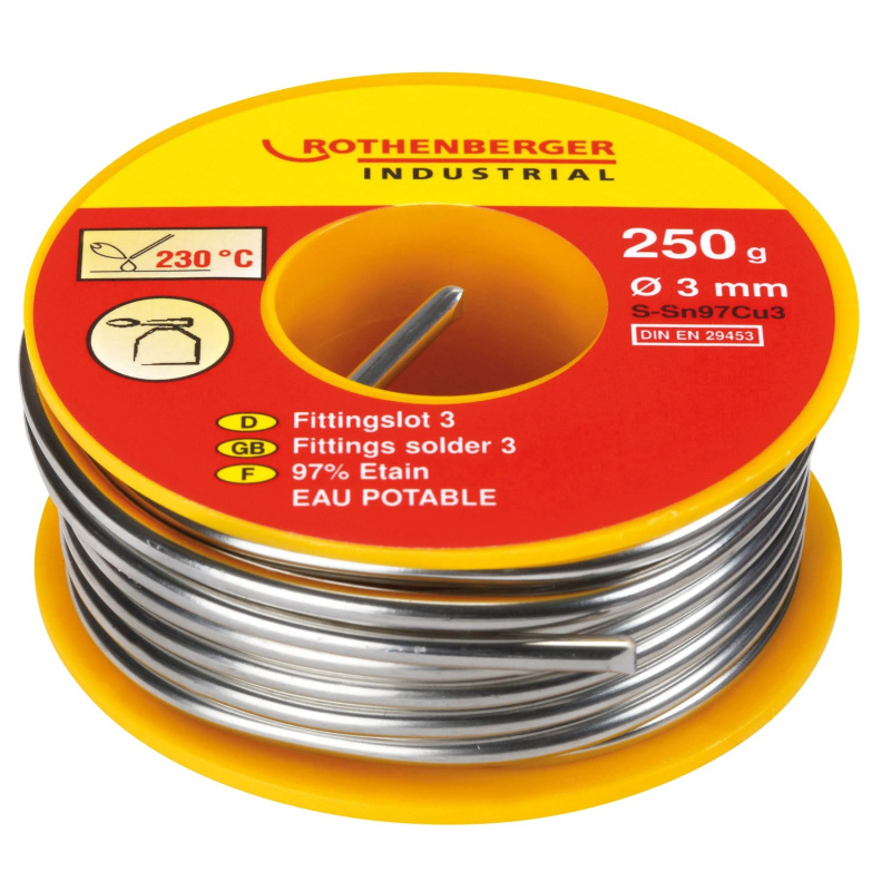 ROTHENBERGER Fitinkový měkký pájecí drát Fittingslot 3, S-Sn97Cu3 pr. 3 mm, 250g
