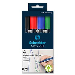 Popisovač na bílé tabule Schneider Maxx 293 - zkosený hrot,  sada 4 barev
