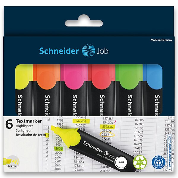 Zvýrazňovač Job souprava 6ks Schneider