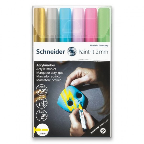 Akrylový popisovač Schneider Paint-it 310-Souprava V2, 6 barev  Schneider