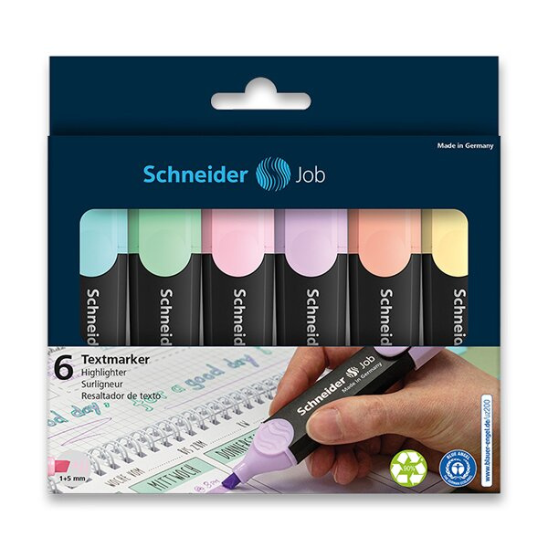 Zvýrazňovač Job Pastel souprava 6ks Schneider