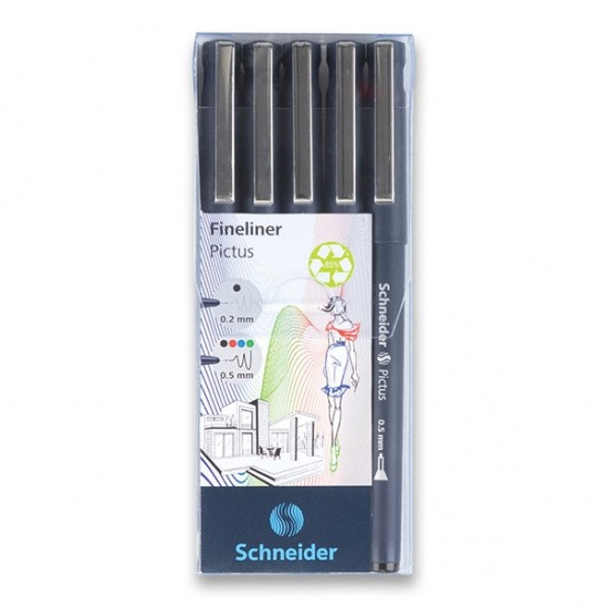 Liner Pictus souprava mix barev 0 2/0.5 mm 5ks Schneider