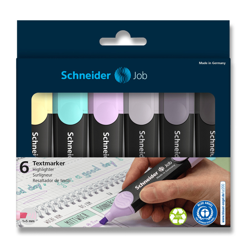 Zvýrazňovač Schneider Job Pastel - sada 6 barev Schneider