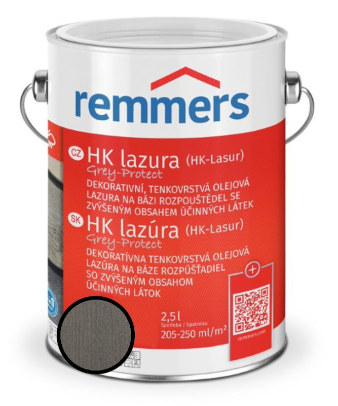 Lazura tenkovrstvá REMMERS HK lazura Grey Protect grafitově šedá 0,75 l