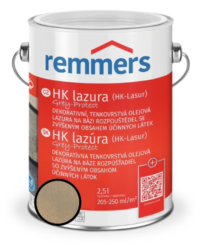 Lazura tenkovrstvá REMMERS HK lazura Grey Protect mlhově šedá 2,5 l