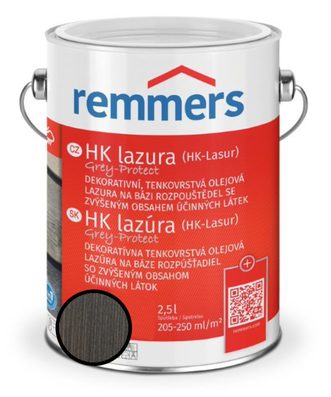 Lazura tenkovrstvá REMMERS HK lazura Grey Protect antracitově šedá 5 l