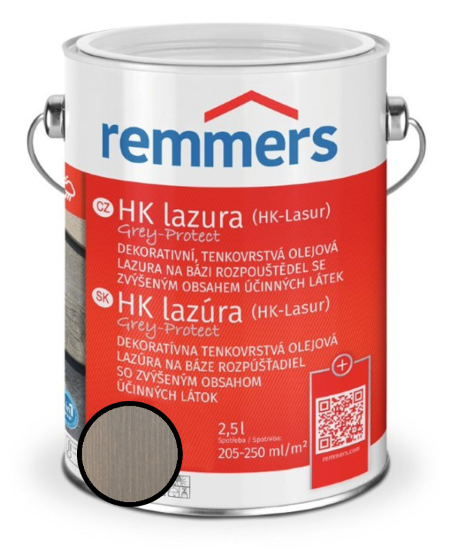 Lazura tenkovrstvá REMMERS HK lazura Grey Protect vodově šedá 0,75 l
