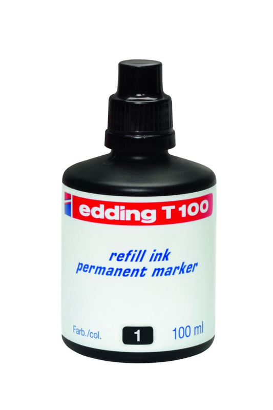 Náhradní permanentní inkoust Edding T100 - 100 ml, černý