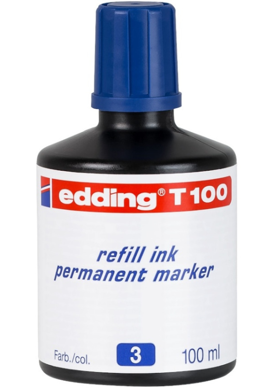 Náhradní permanentní inkoust edding T100 - modrý, 100 ml
