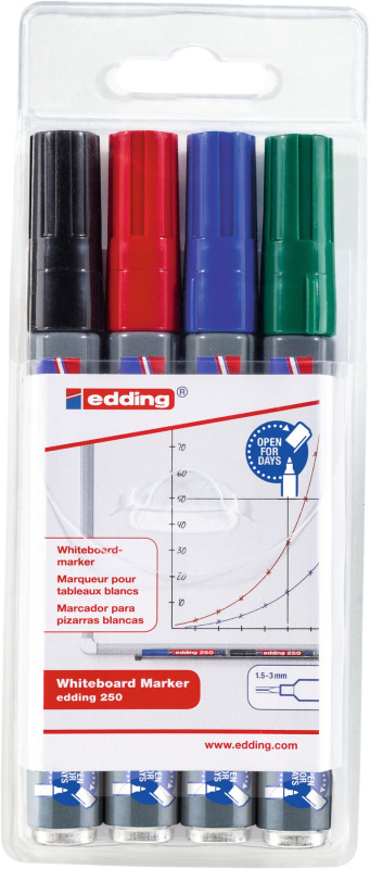 Popisovač EDDING 250 na bílé tabule, sada 4 ks EDDING