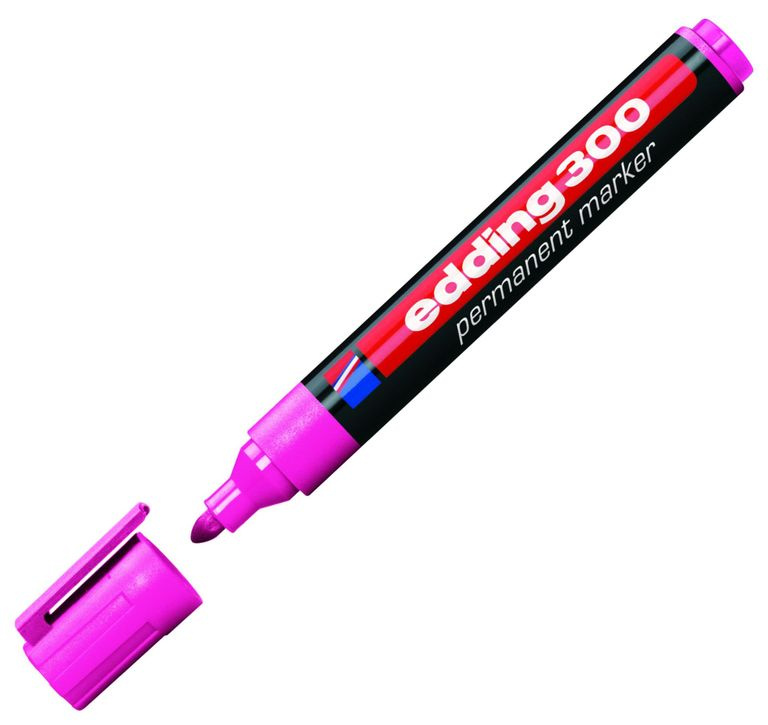 Permanentní popisovač Edding 300 - kulatý hrot, růžový