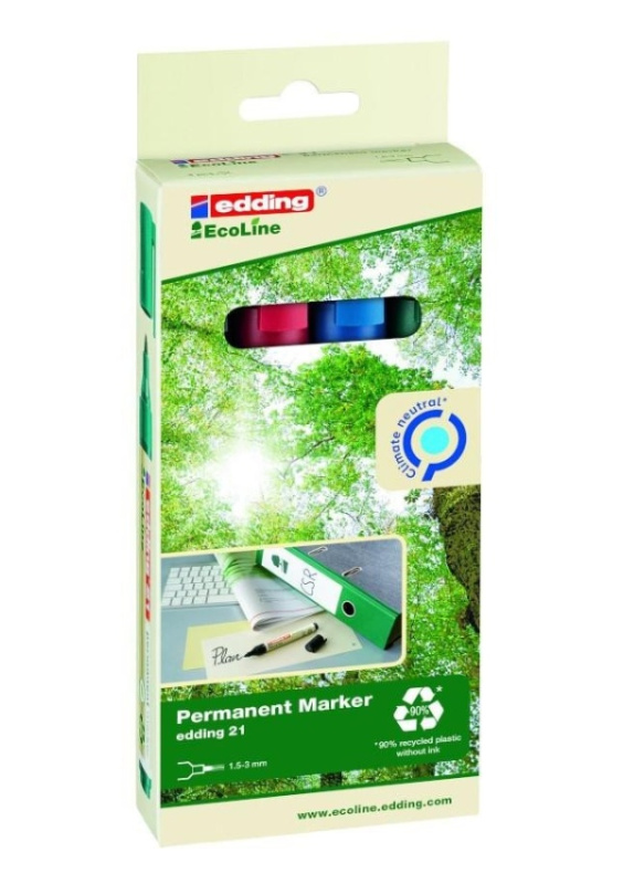 Permanentní popisovač edding Ecoline 21, 4 barvy