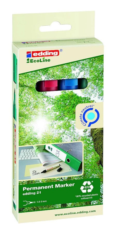 Permanentní popisovač edding Ecoline 21, 4 barvy