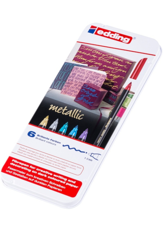 Fixy EDDING 1200, sada 6 ks, metal, kov. krab. EDDING