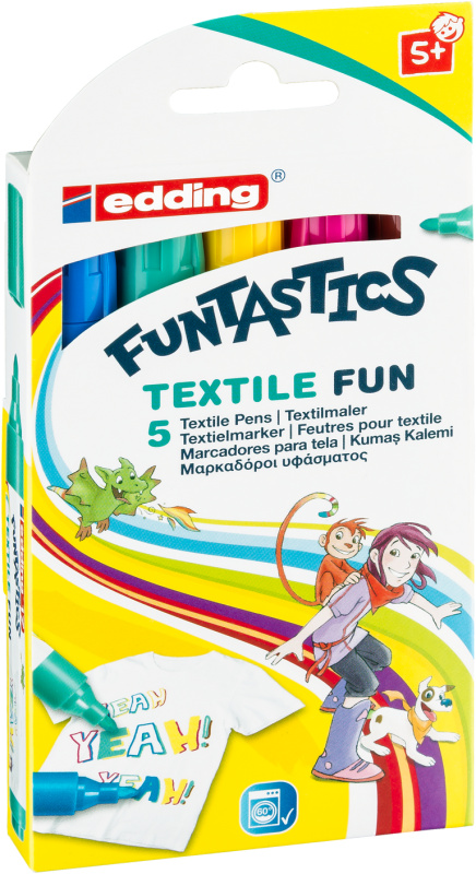 Edding Dětský popisovač Funtastics na textil 17, sada 5 barev VOLF kancelářské potřeby spol. s r.o.
