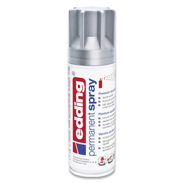 Akrylový sprej edding 5200 - stříbrná matná 923, objem 200,00 ml