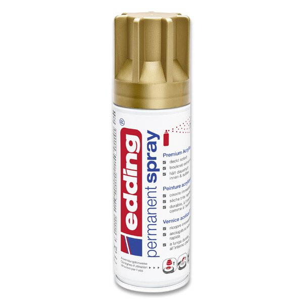 Akrylový sprej edding 5200 - sytá zlatá matná 924, objem 200,00 ml