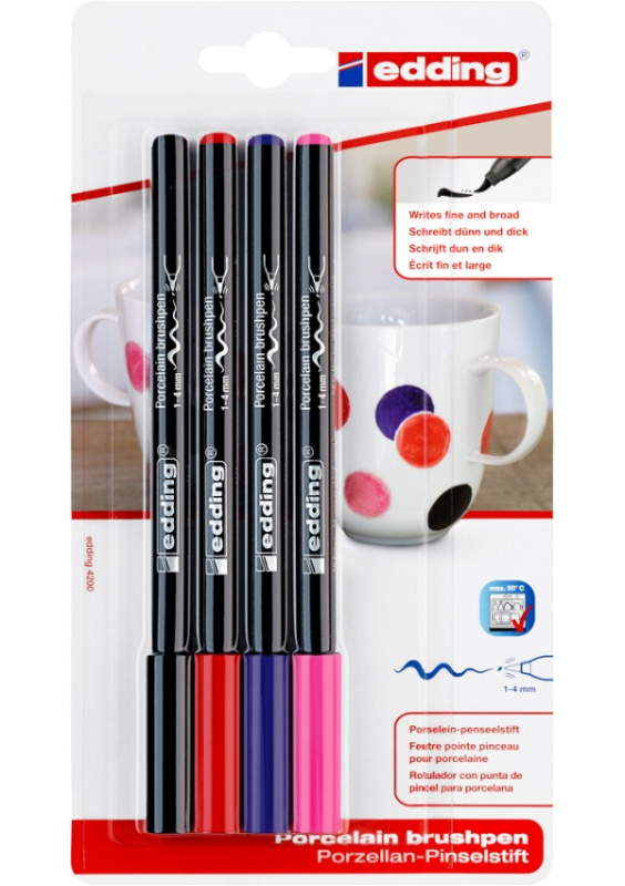Popisovač EDDING 4200 na porcelán, 4ks teplé barvy EDDING