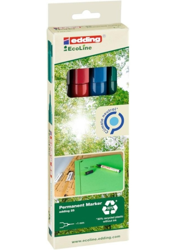 Permanentní popisovač Edding Ecoline 25 - kulatý hrot, sada 4 barev
