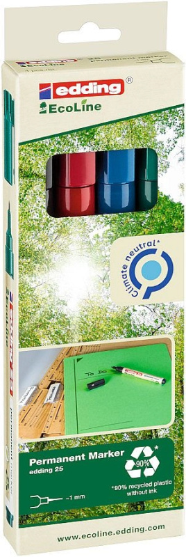 Permanentní popisovač Edding Ecoline 25 - kulatý hrot, sada 4 barev