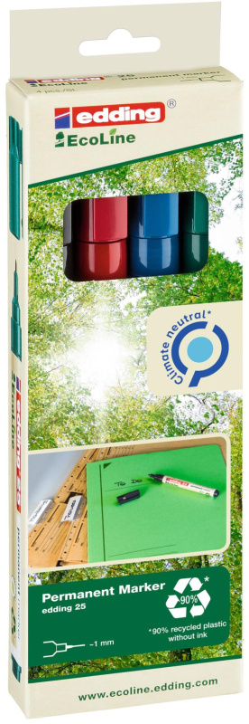 Permanentní popisovač Edding Ecoline 25 - kulatý hrot, sada 4 barev