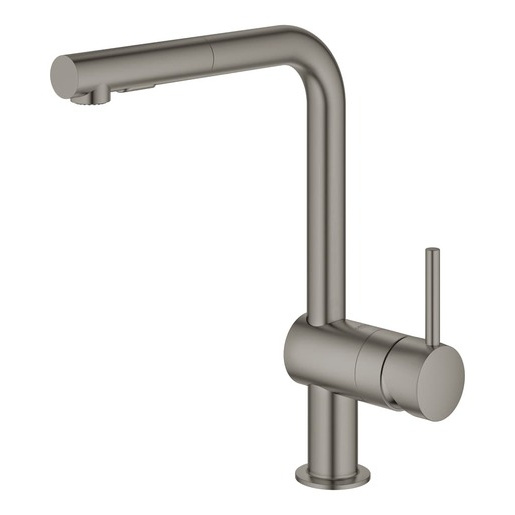 Grohe Minta dřezová baterie s vytahovací sprškou, 2 proudy kartáčovaný hard graphite 30274al0 G30274AL0