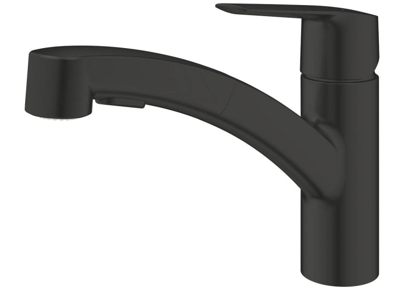 Dřezová baterie GROHE Start s vytahovací sprškou černá mat 303072431