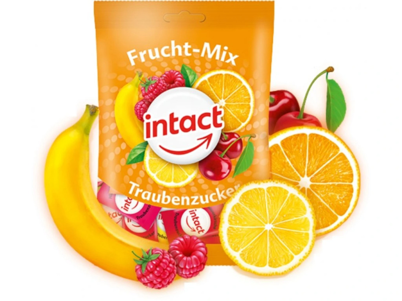 INTACT Hroznový cukr OVOCNÝ MIX s vitaminem C sáček 75 g