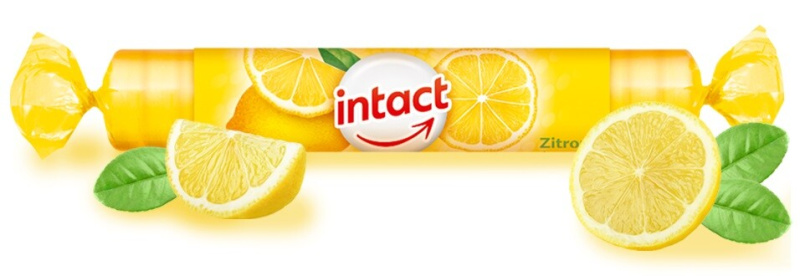 Intact Hroznový cukr s vitaminem C citron rolička 40 g